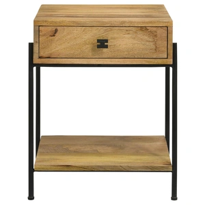 Coaster Declan 1-Drawer Accent Table with Open Shelf, Natural Mango/Black