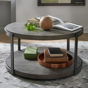 Liberty Furniture Modern View Round Cocktail Table Set | Gauntlet Gray | Liberty, Gauntlet Gray