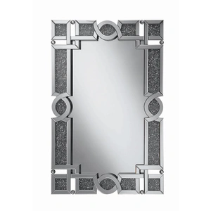 Coaster Jackie Interlocking Wall Mirror with Iridescent Panels and Beads in Silver