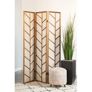 Coaster Mila Foldable 3-Panel Screen, Tan/Walnut