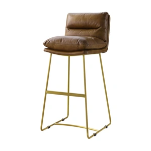 AF Modern Alsey Top Grain Leather Bar Chair, Saddle Brown