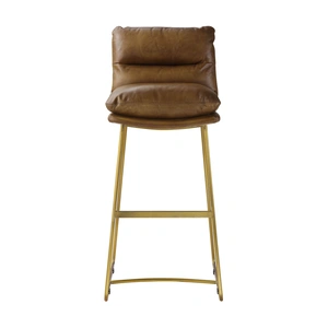 AF Modern Alsey Top Grain Leather Bar Chair, Saddle Brown