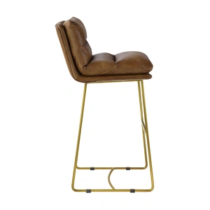 AF Modern Alsey Top Grain Leather Bar Chair, Saddle Brown