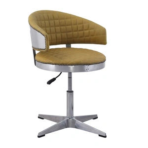AF Modern Brancaster 96470 Top Grain Leather Swivel Bar Chair, Turmeric/Aluminum
