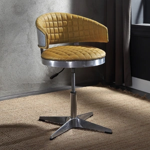 AF Modern Brancaster 96470 Top Grain Leather Swivel Bar Chair, Turmeric/Aluminum