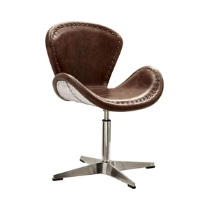 AF Modern Brancaster 96554 Top Grain Leather Swivel Bar Chair, Vintage Brown/Aluminum