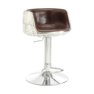 AF Modern Brancaster 96555 Top Grain Leather Stool, Vintage Brown/Aluminum