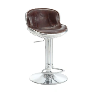 ACME Brancaster 96556 Top Grain Leather Stool, Vintage Brown/Aluminum