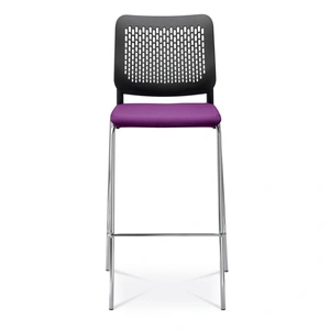 NARBUTAS Wait High Armless Chair, Plastic Back, Upholstered Seat, 4-leg Base