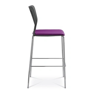 NARBUTAS Wait High Armless Chair, Plastic Back, Upholstered Seat, 4-leg Base