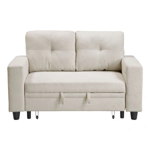Homelegance Robinson Boucle Loveseat with Pull‑out Bed, Shelves & Charging Ports