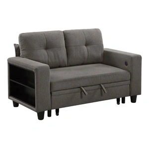 Homelegance Robinson Boucle Loveseat with Pull‑out Bed, Shelves & Charging Ports