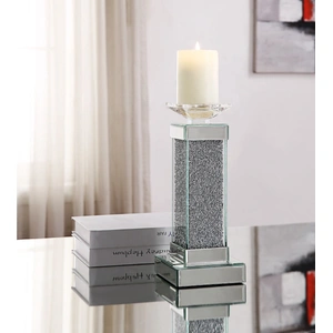 ACME Glam Rekha 97615 Mirrored/Faux Crystals Accent Candleholder (Set of 2)