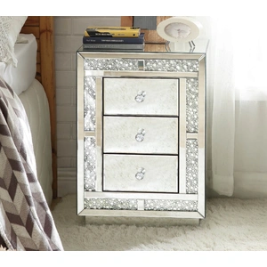ACME Glam Mallika 97653 Mirrored/Faux Crystals Accent Table/Nightstand