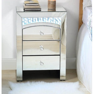 ACME Glam Nysa 97655 Mirrored/Faux Crystals Accent Table/Nightstand w/ LED