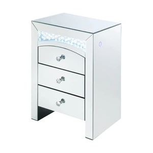 ACME Glam Nysa 97655 Mirrored/Faux Crystals Accent Table/Nightstand w/ LED