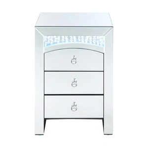 ACME Glam Nysa 97655 Mirrored/Faux Crystals Accent Table/Nightstand w/ LED