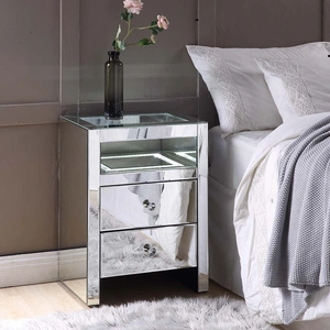ACME Glam Malish 97685 Mirrored Accent Table/Nightstand w/LED