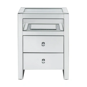 ACME Glam Malish 97685 Mirrored Accent Table/Nightstand w/LED