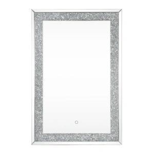 ACME Glam Noralie 97706 Mirrored/Faux Diamonds Wall Mirror w/LED Light