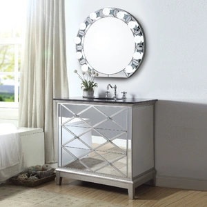 ACME Glam Noralie 97748 Mirrored/Faux Diamonds Wall Mirror