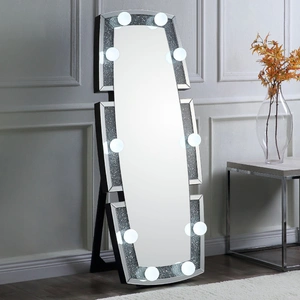 ACME Glam Noralie 97759 Mirrored/Faux Diamonds Accent Floor Mirror
