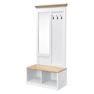 ACME Melati Wood Veneer Hall Tree, Light Oak/White