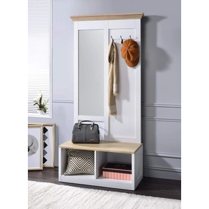 ACME Melati Wood Veneer Hall Tree, Light Oak/White