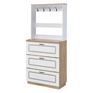ACME Hewett Wood Veneer Shoe Cabinet, Light Oak/White