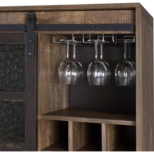 ACME Treju Wood Veneer/Metal/Glass Wine Cabinet, Rustic/Black/Obscure