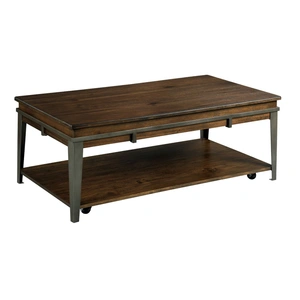 Hammary Composite Wood Rectangular Lift Top Coffee Table, Rich Espresso/Antique Nickel
