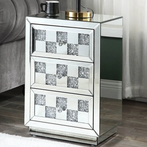 ACME Glam Noralie 97930 Mirrored/Faux Diamonds Accent Table/Nightstand