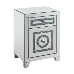 ACME Glam Noralie 97934 Mirrored/Faux Diamonds Accent Table/Nightstand