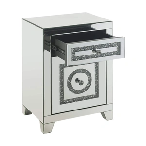 ACME Glam Noralie 97934 Mirrored/Faux Diamonds Accent Table/Nightstand