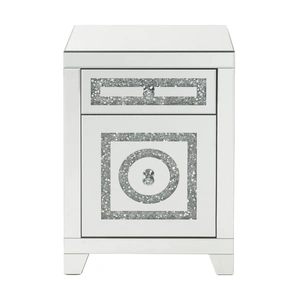ACME Glam Noralie 97934 Mirrored/Faux Diamonds Accent Table/Nightstand