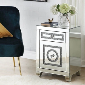 ACME Glam Noralie 97934 Mirrored/Faux Diamonds Accent Table/Nightstand