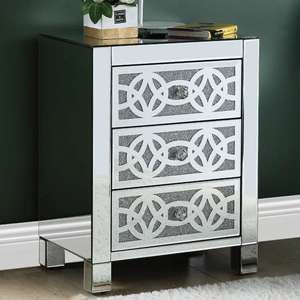 ACME Glam Noralie 97947 Mirrored/Faux Diamonds Accent Table/Nightstand