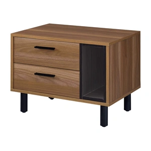 ACME Trolgar Wood/Metal Accent Table/Nightstand, Brown/Black