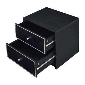 ACME Jabir Wood/Metal Accent Table/Nightstand, Black w/Silver Trim