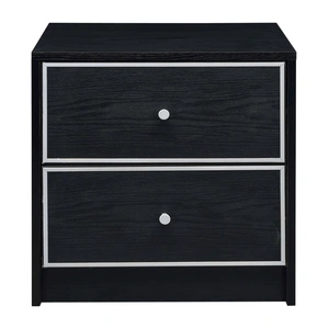 ACME Jabir Wood/Metal Accent Table/Nightstand, Black w/Silver Trim