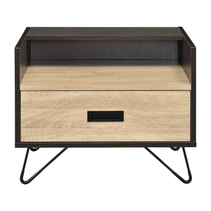 ACME Melkree Wood/Metal Accent Table/Nightstand, Oak/Black