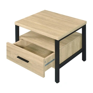 ACME Yawan Wood/Metal Accent Table/Nightstand, Oak/Black