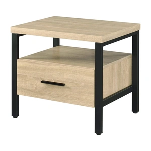 ACME Yawan Wood/Metal Accent Table/Nightstand, Oak/Black