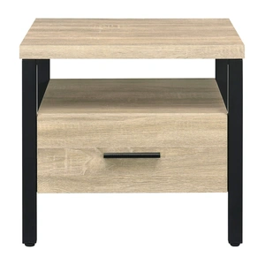 ACME Yawan Wood/Metal Accent Table/Nightstand, Oak/Black