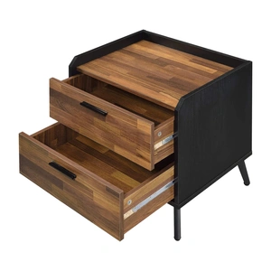 ACME Jiranty Wood/Metal Accent Table/Nightstand, Walnut/Black