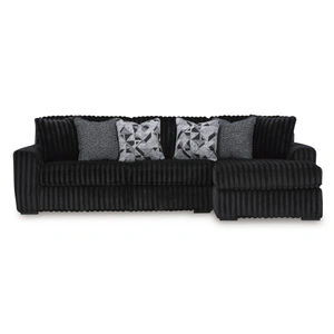 Ashley Furniture Midnight-Madness 2-Piece Polyester L-Shaped Sectional Sofa w/Right Arm Chaise Facing, Onyx