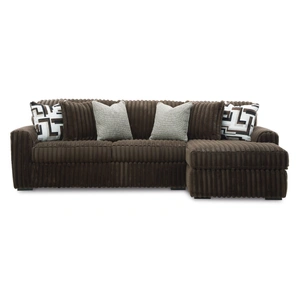 Ashley Furniture Midnight-Madness 2-Piece Polyester Sectional Sofa w/RAF Chaise, Chocolate