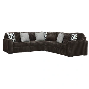Ashley Furniture Midnight-Madness 3-Piece L-Shaped Polyester Sectional Sofa , Chocolate