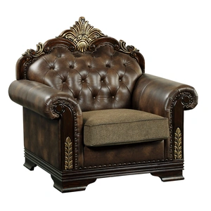 Homelegance Croydon Fabric/Bi-Cast Vinyl Chair, Brown