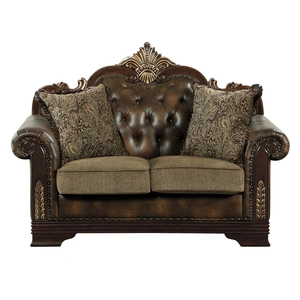 Homelegance Croydon Polyester Fabric/Bi-Cast Vinyl Loveseat in Brown